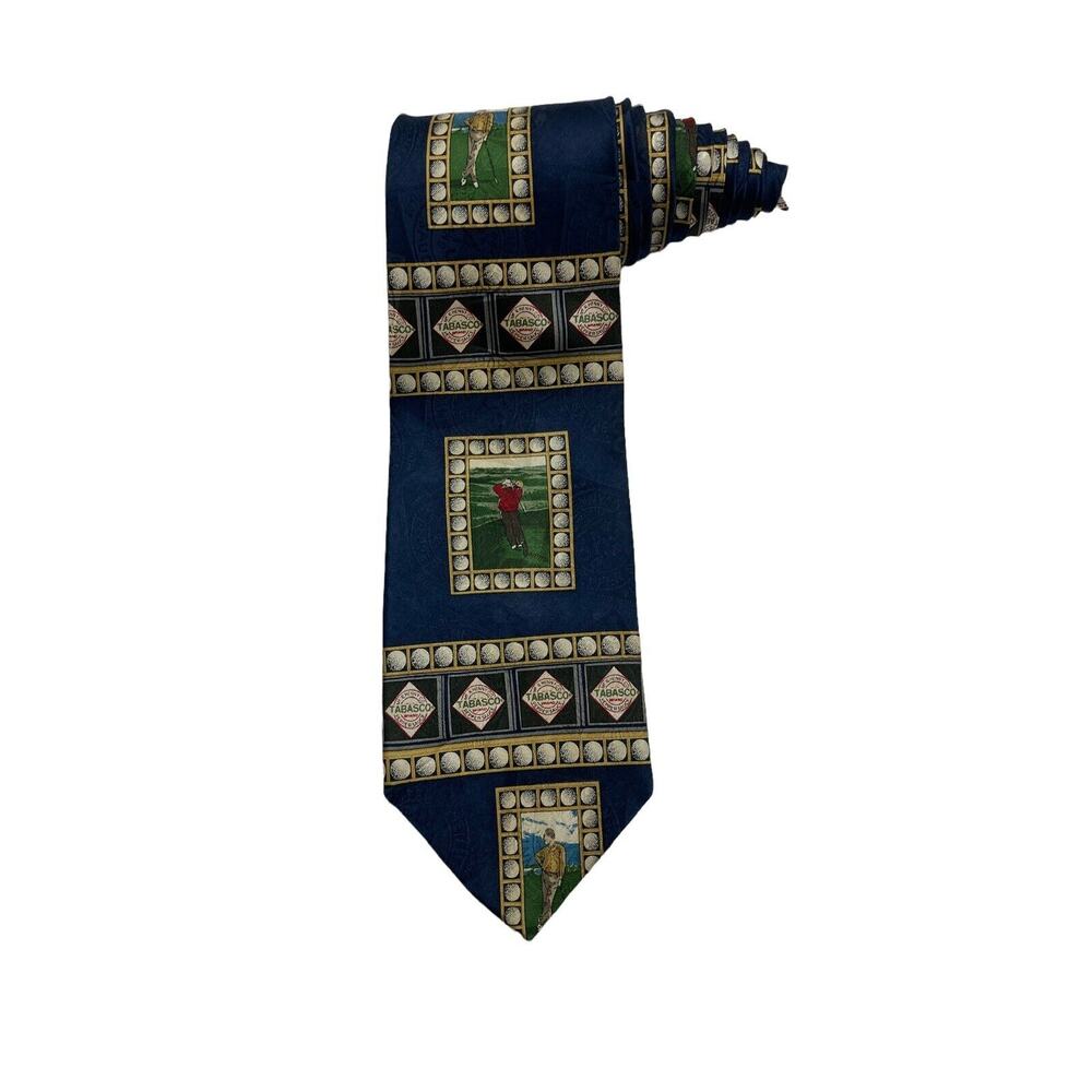 Tabasco Logo Golf Balls Golfing Vintage Novelty Necktie 100% Silk